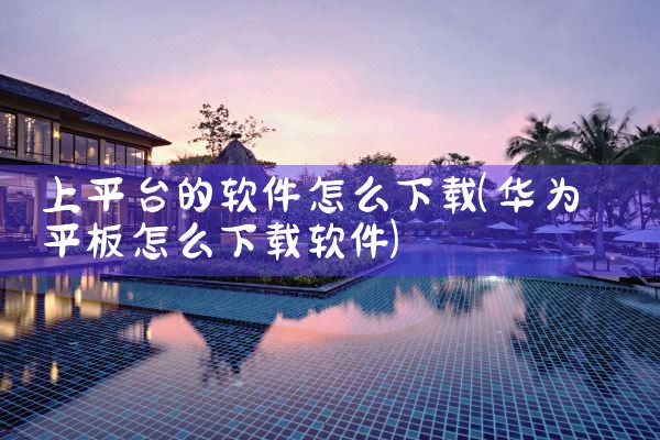 上平台的软件怎么下载